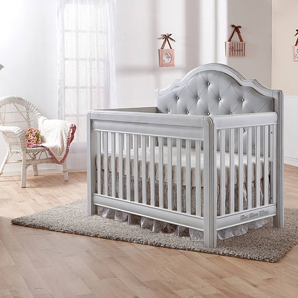 Pali Cristallo Forever 4-in-1 Convertible Crib in Vintage White - Grey Vinyl