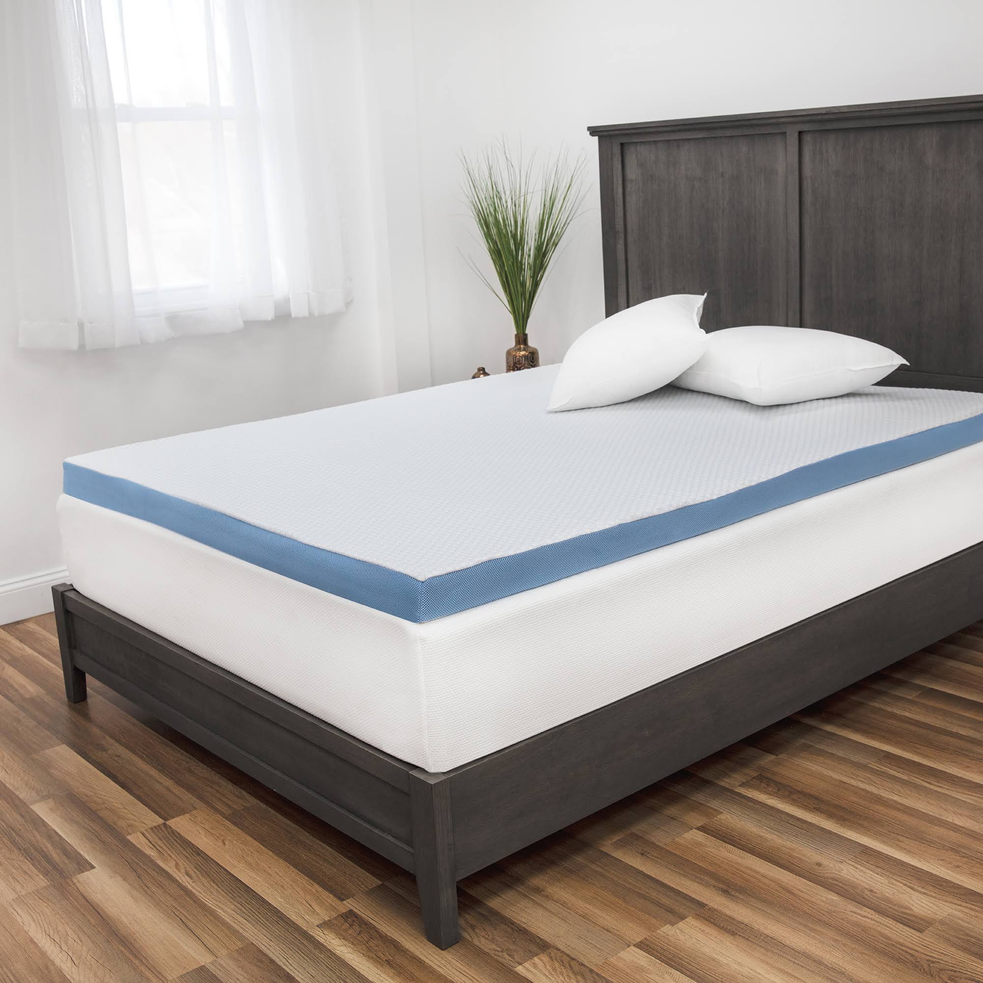 SensorPEDIC 3inch Elite Cooling Gel-Infused Memory Foam Mattress Topper, White, Queen