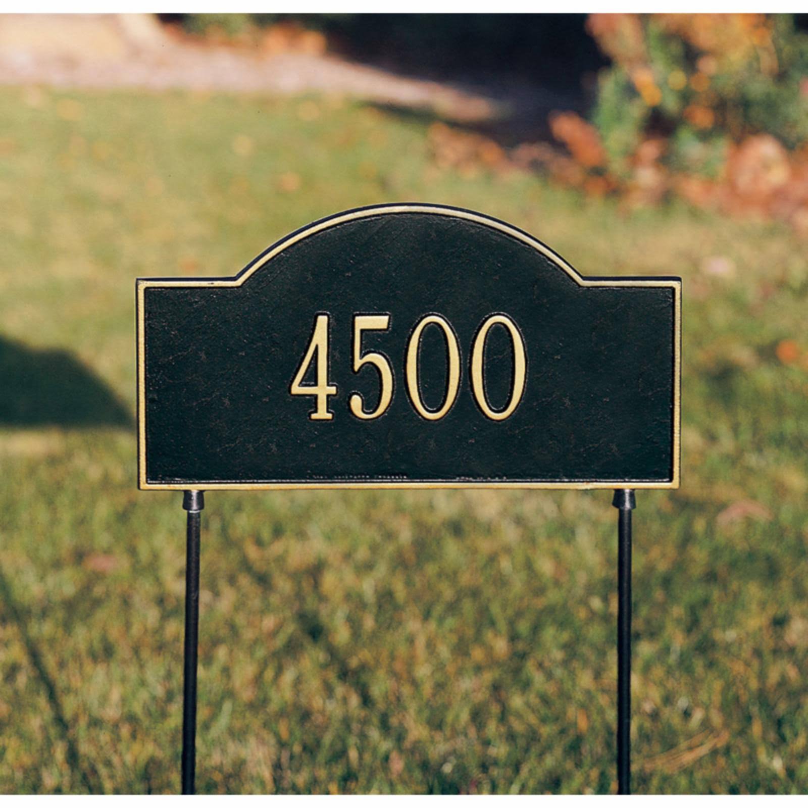 Whitehall Two-Sided Arch Marker One Line Lawn Address Plaque. Customize!