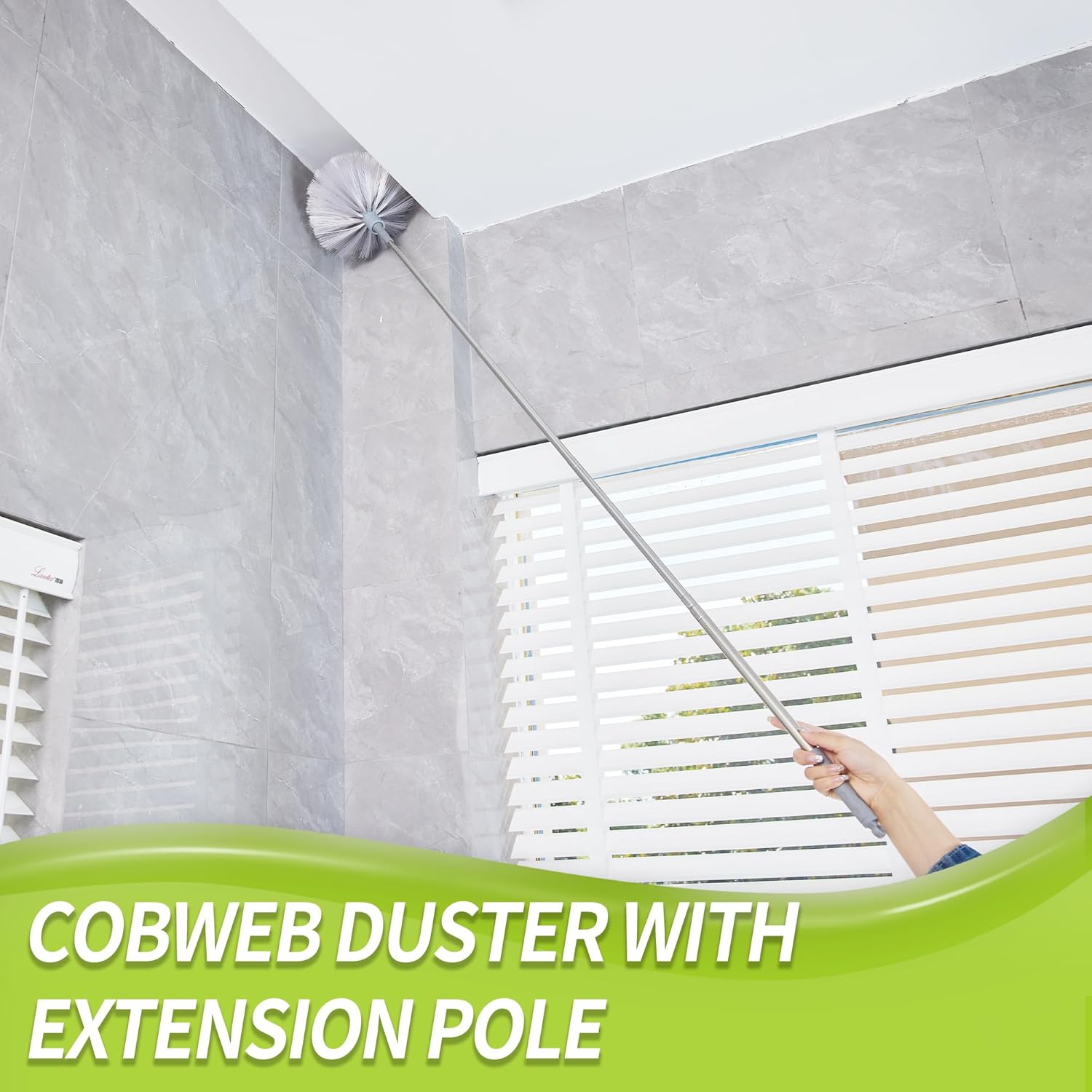 Cobweb Duster with Extension Pole  Spider Web Brush & Ceiling Duster Kit for Cleaning  100" Microfiber Feather Duster Cleaner with Washable Head for Ceiling Fan  Furniture  Home