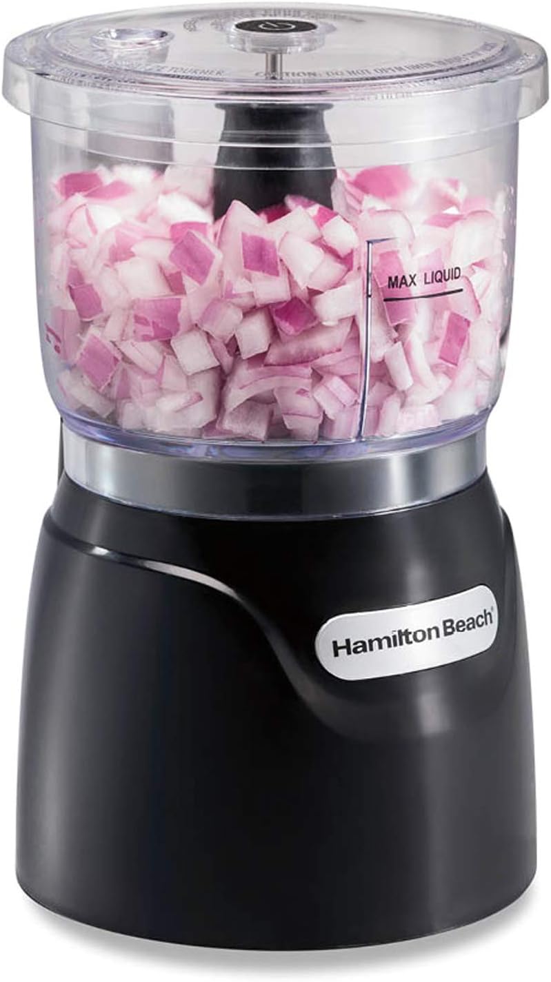 Hamilton Beach Electric Vegetable Chopper & Mini Food Processor  3-Cup  350 Watts  for Dicing  Mincing  and Puree  Black (72850)