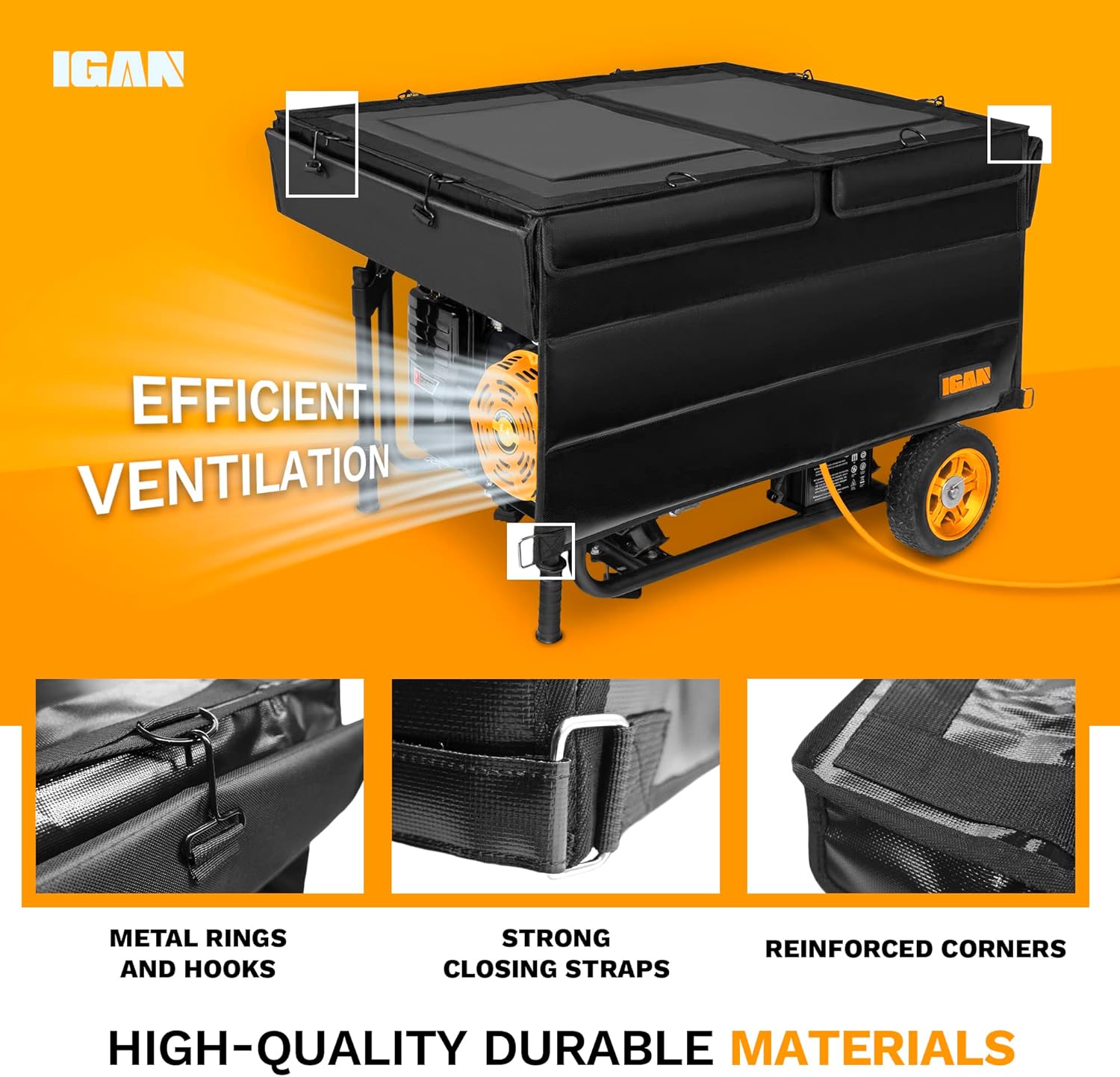 IGAN Generator Tent Running Cover  Ultra Heavy Duty Tarpaulin Enclosure  Portable All-weather Generator Rain Shelter for most 3500w-12000w generators  Black Generator Cover