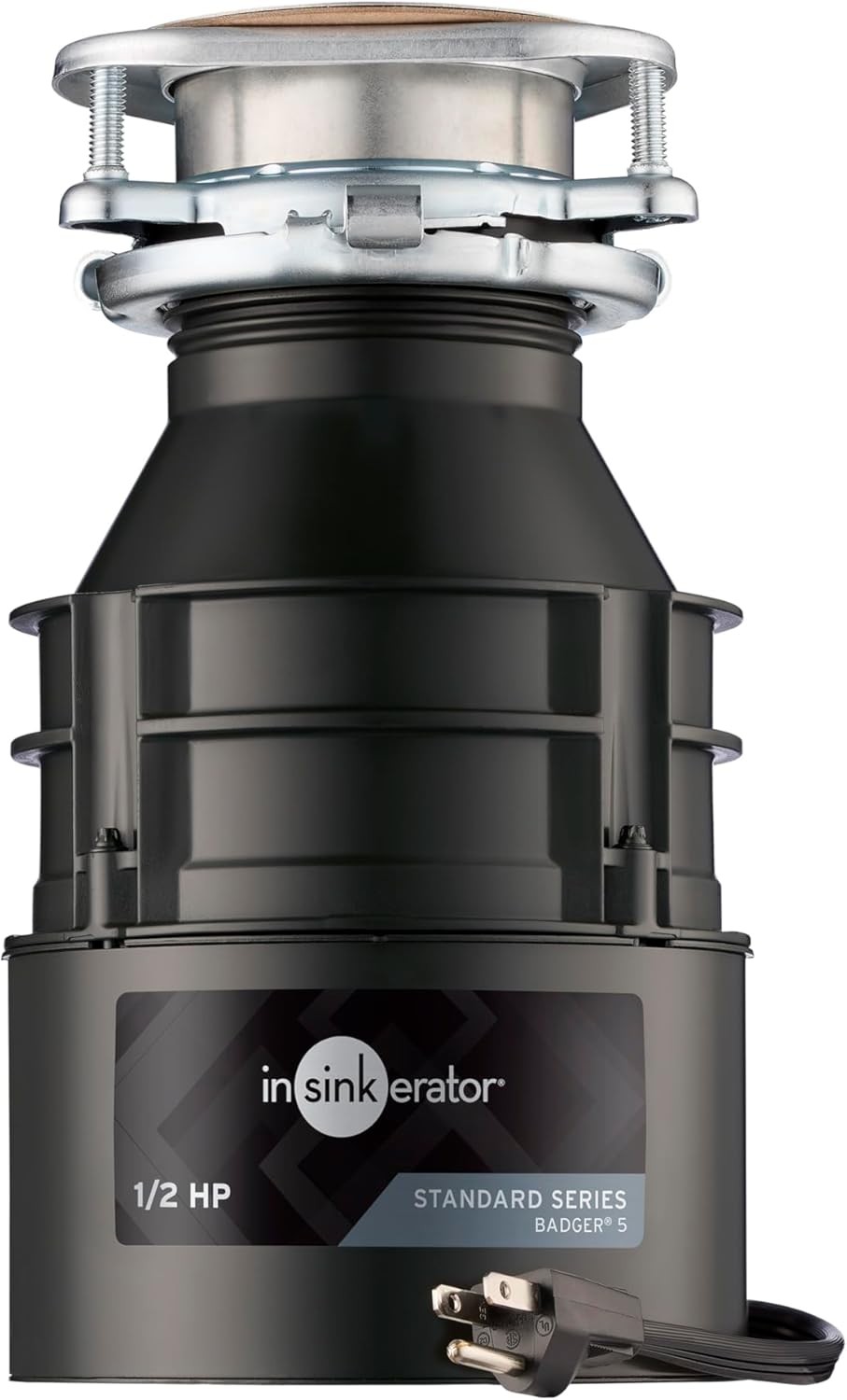 InSinkErator Badger 5 Garbage Disposal with Power Cord  Standard Series 1/2 HP Continuous Feed Food Waste Disposer  Badger 5 W/C  No Size  Black/Gray
