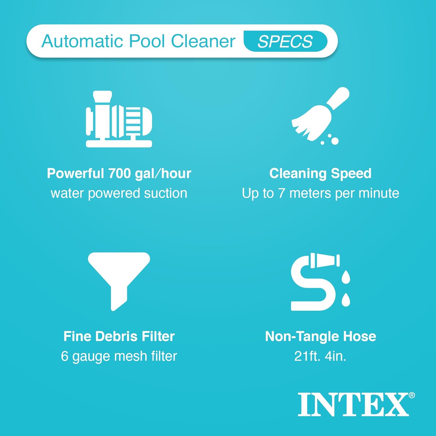 INTEX 28005E ZX300 Deluxe Pressure-Side Above Ground Automatic Pool Cleaner: For Bigger Pools – Cleans Pool Floors and Walls – Removes Debris – Removable Filter Tray – 21ft Tangle Free Hose