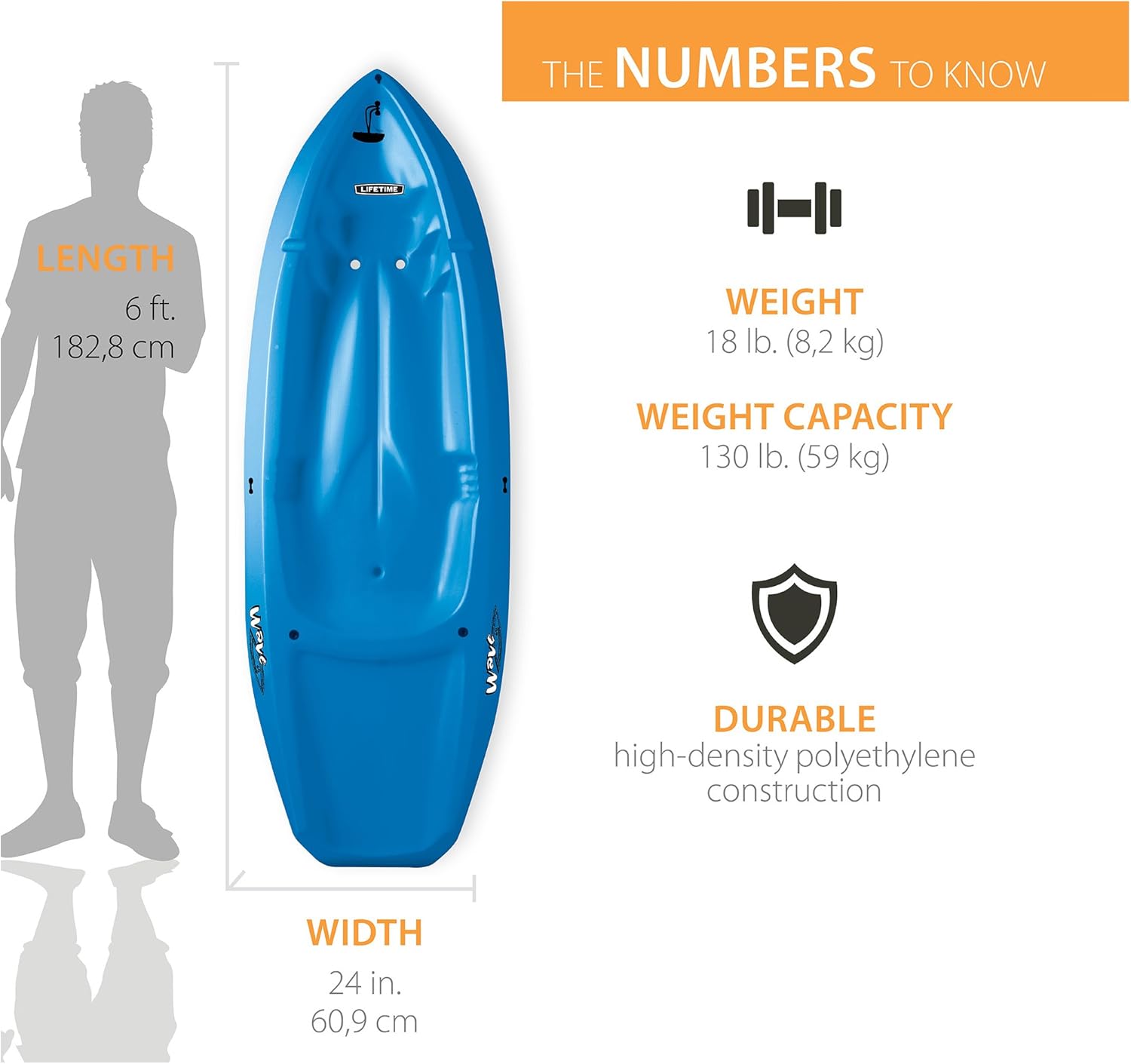 Lifetime Youth Wave Kayak (Paddle Included)  Blue  6'