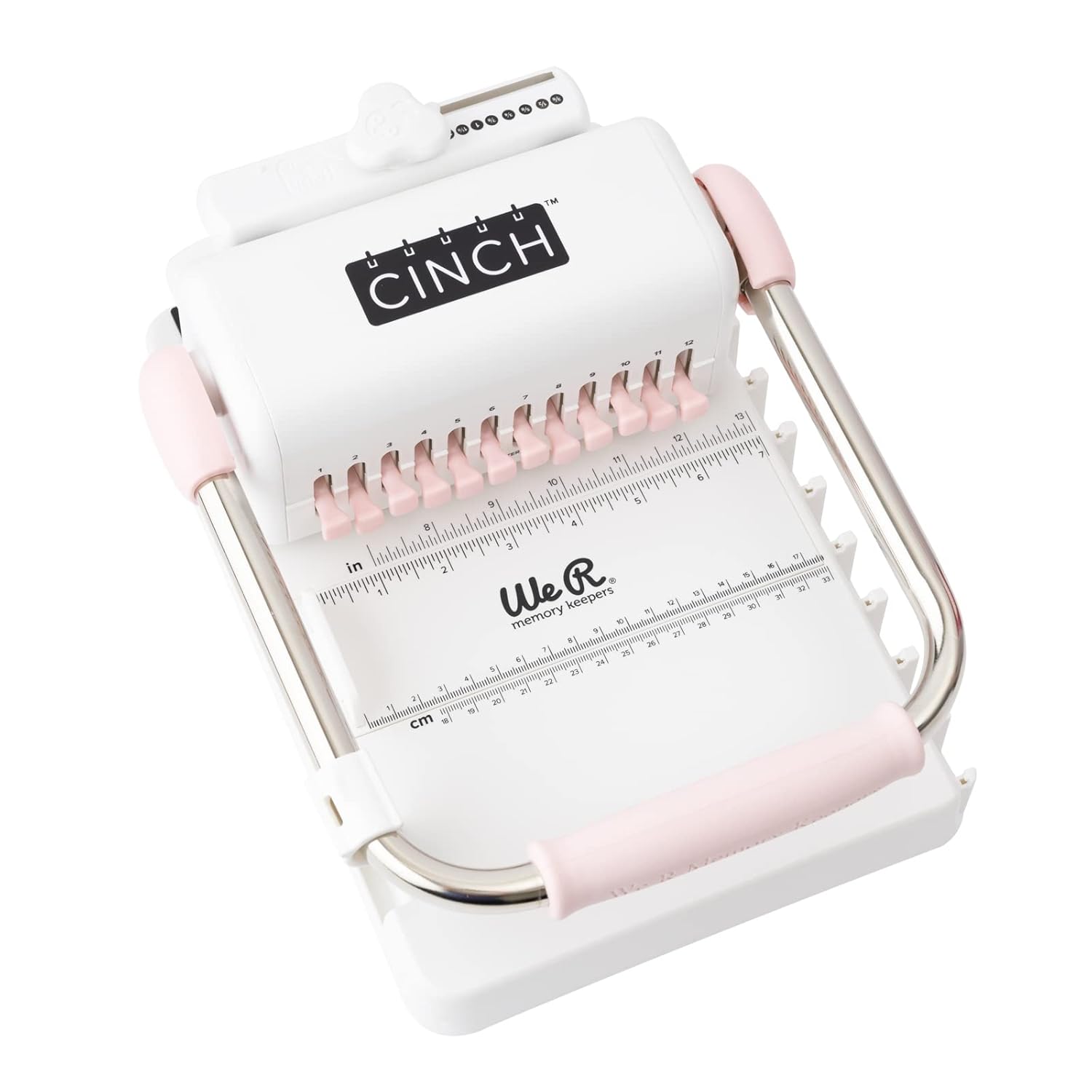 We R Memory Keepers  Cinch Book Binding Machine 2  Pink/White  Easy to Use Design with Slide Ruler  Compatible with Wire or Spiral Coils  Make Professional Books  Notebooks  Calendars and More