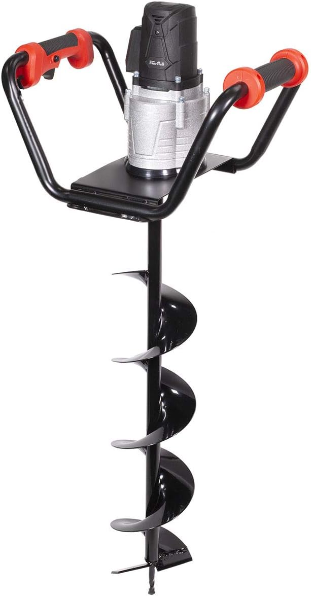 XtremepowerUS 1500W Post Hole Digger Earth Auger Hole Digger Electric Auger Digging Tools Auger with 6" Digging Auger Bit Set